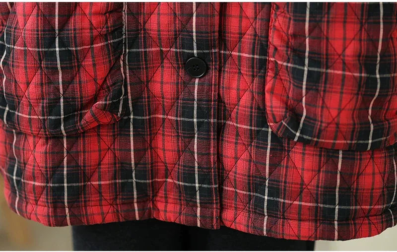 Retro Plaid Quilted Padded Coat