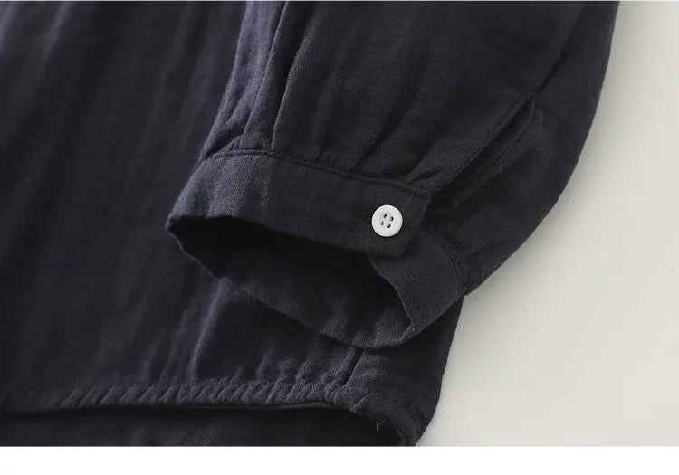 Retro Puff Sleeve Gathered Shoulder Double-Layer Gauze Shirt