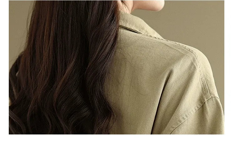 Retro Snap Button Patch Pocket Cotton Twill Shirt