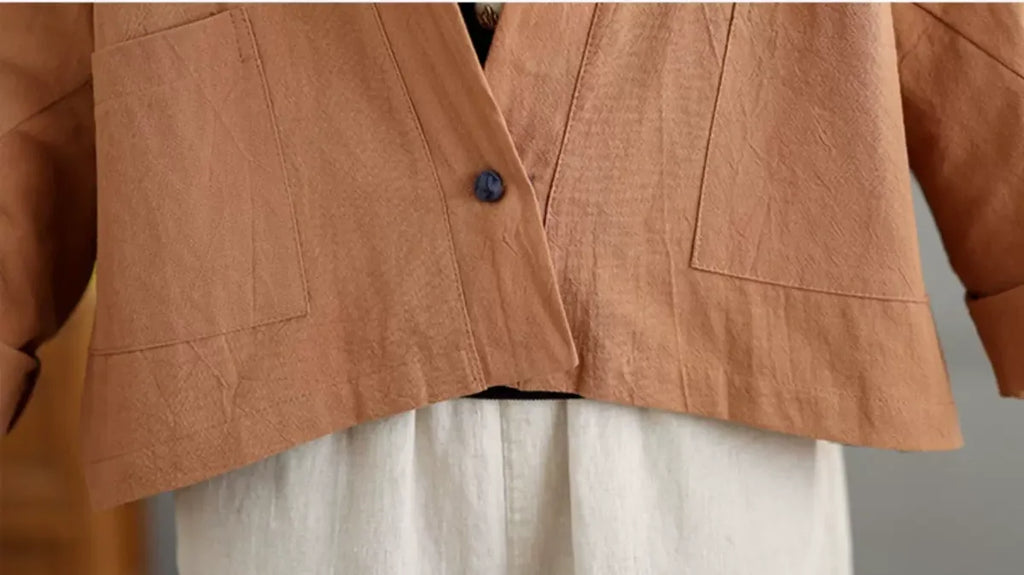 Retro Stand Collar Patch Pocket Long Sleeve Shirt
