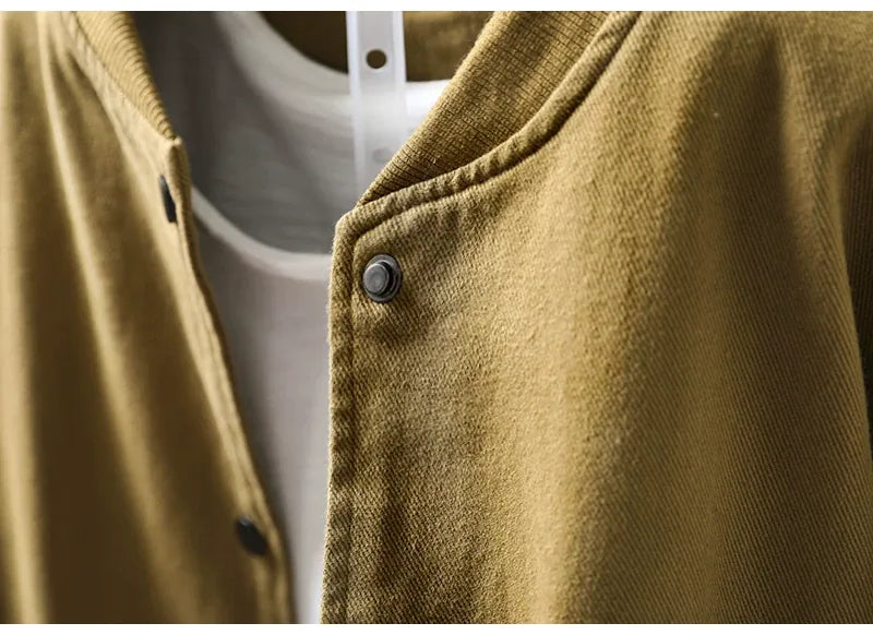 Retro Stand Collar Snap Button Patch Pocket Jacket