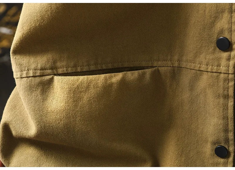 Retro Stand Collar Snap Button Patch Pocket Jacket