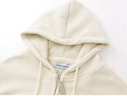 Sudadera con capucha y cremallera de pana con estampado de estrellas retro