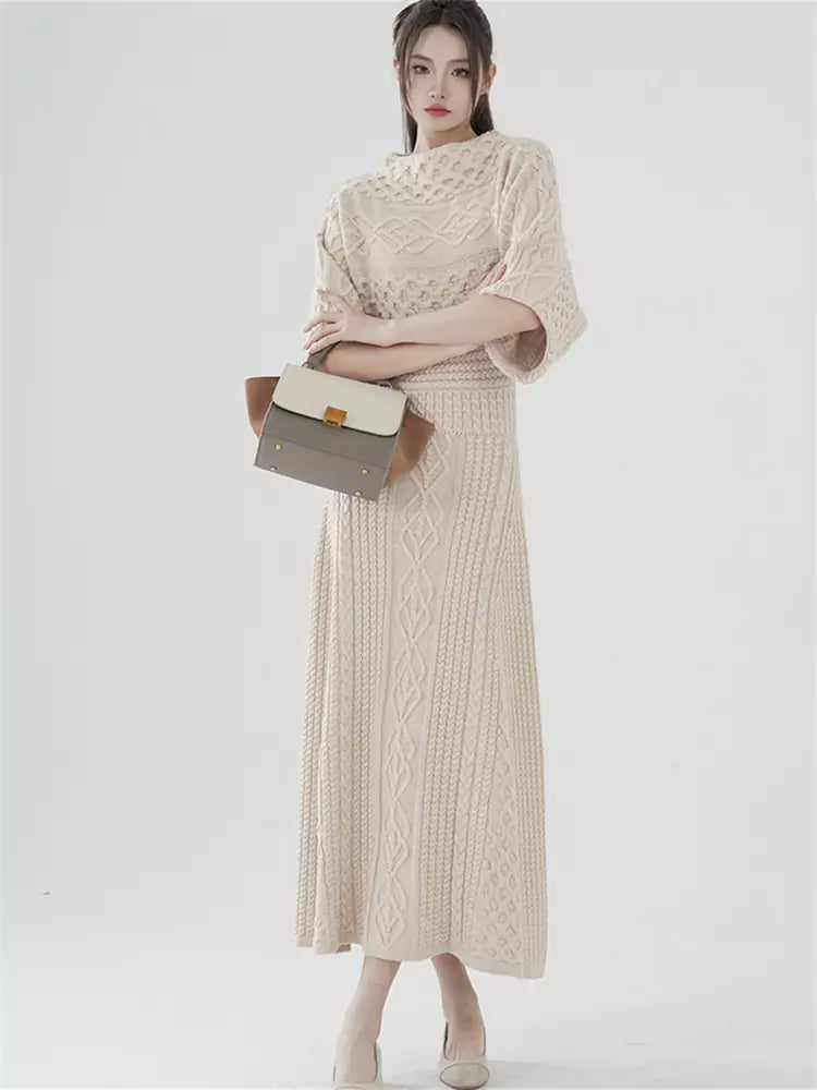 Retro Statement Strick-Maxikleid
