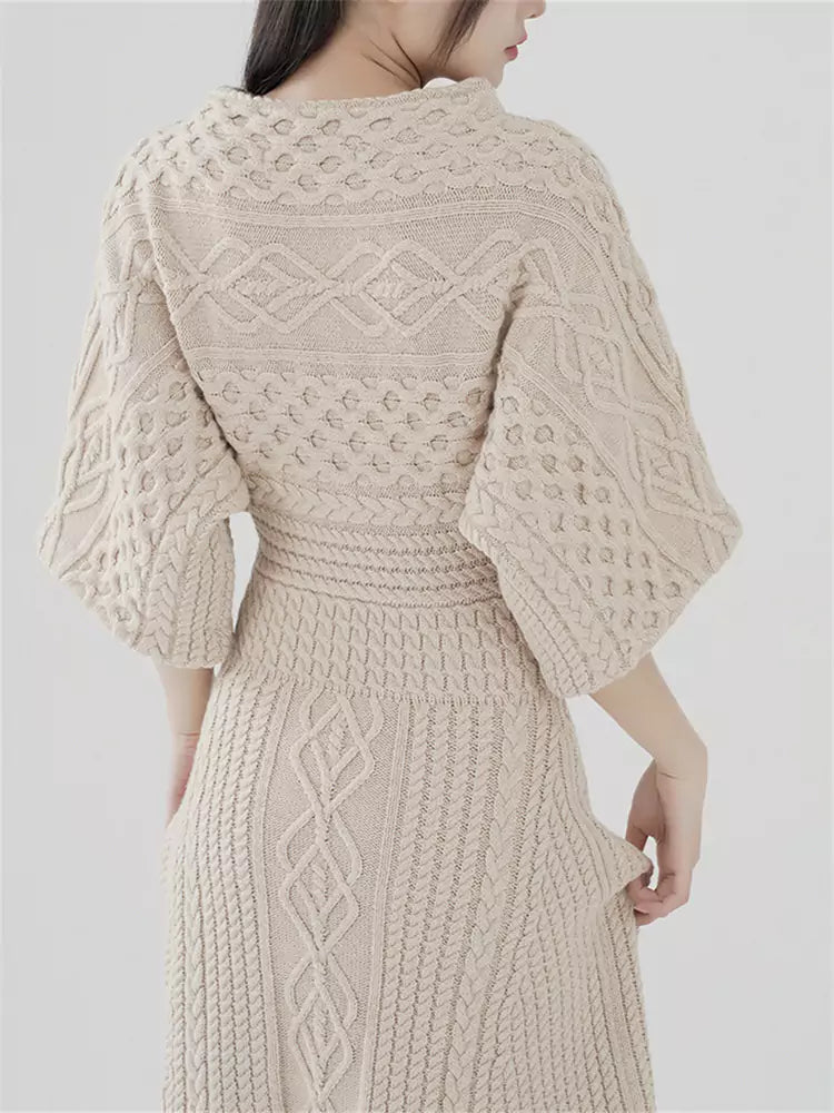 Retro Statement Strick-Maxikleid
