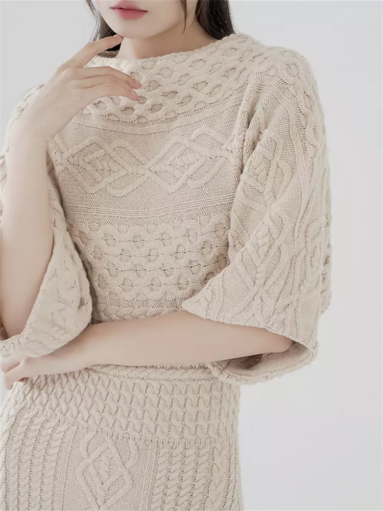 Retro Statement Strick-Maxikleid