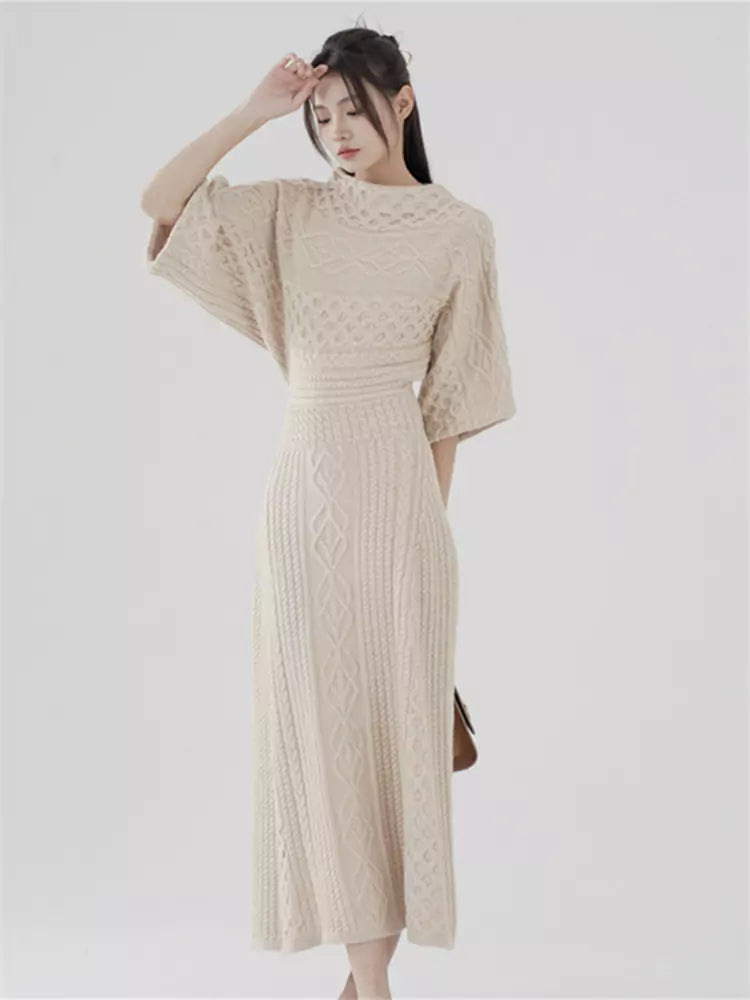 Retro Statement Strick-Maxikleid