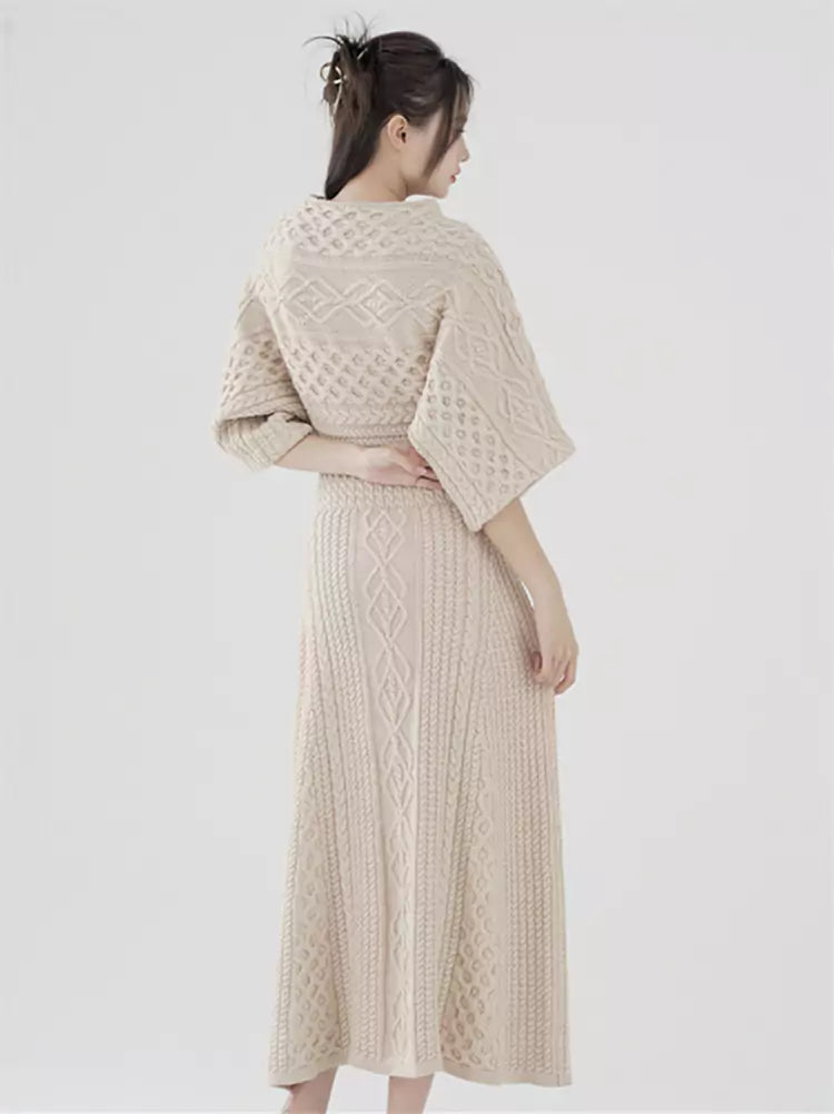 Retro Statement Strick-Maxikleid
