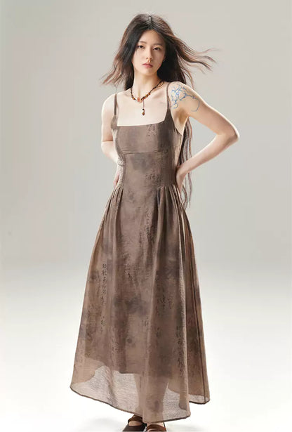 Vestido camisola de jacquard texturizado con tirantes retro