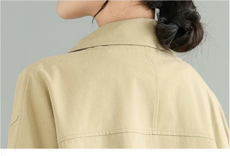 Retro Textured Boxy Shirt Collar Patch Pocket Jacket