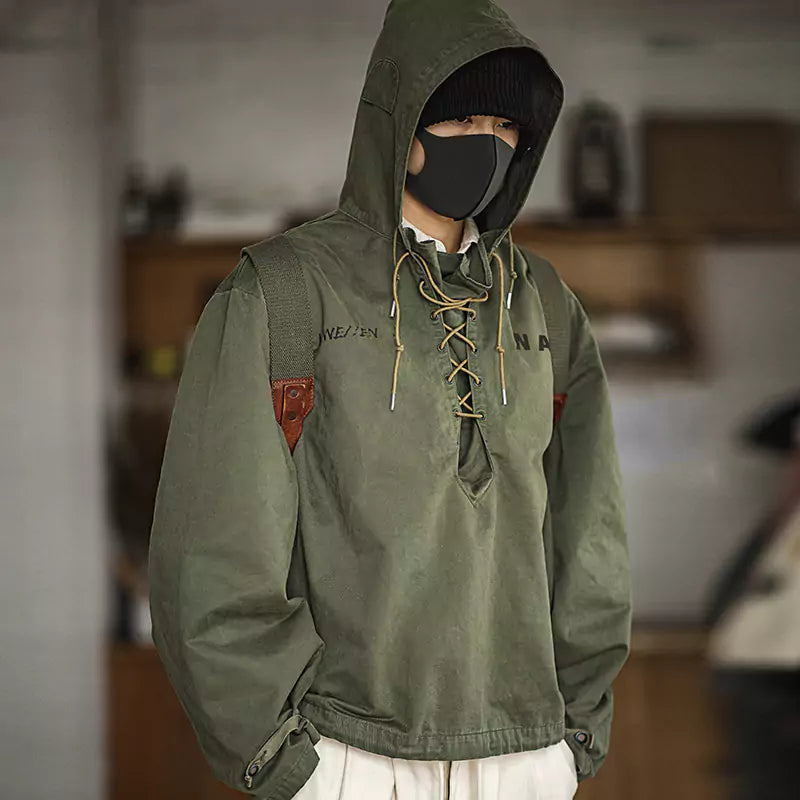 Chaqueta cargo retro versátil con capucha