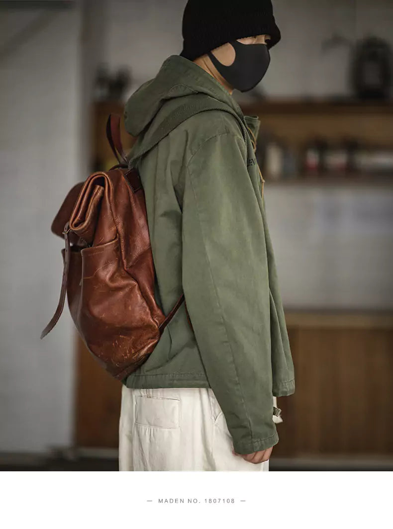 Chaqueta cargo retro versátil con capucha