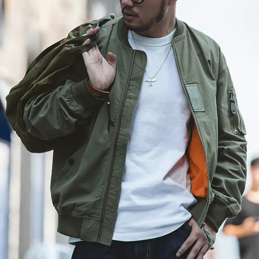 Retro Zip-up Short Bomber Jacket