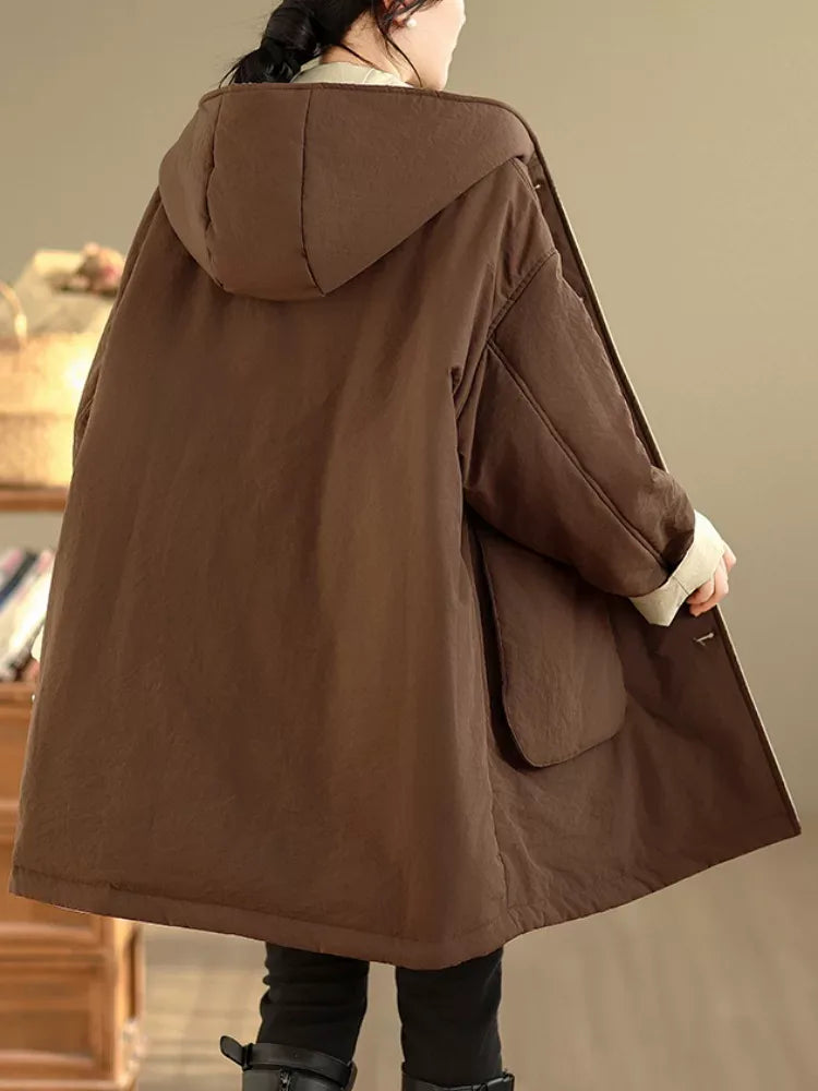 Reversible Hooded Padded Coat with Patch Pockets