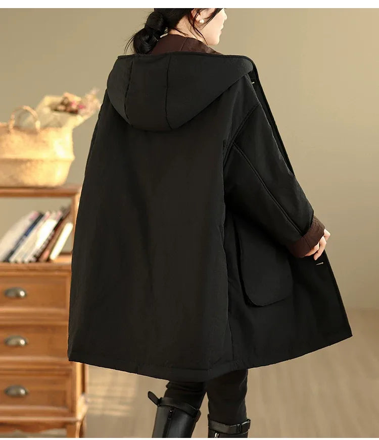 Reversible Hooded Padded Coat with Patch Pockets