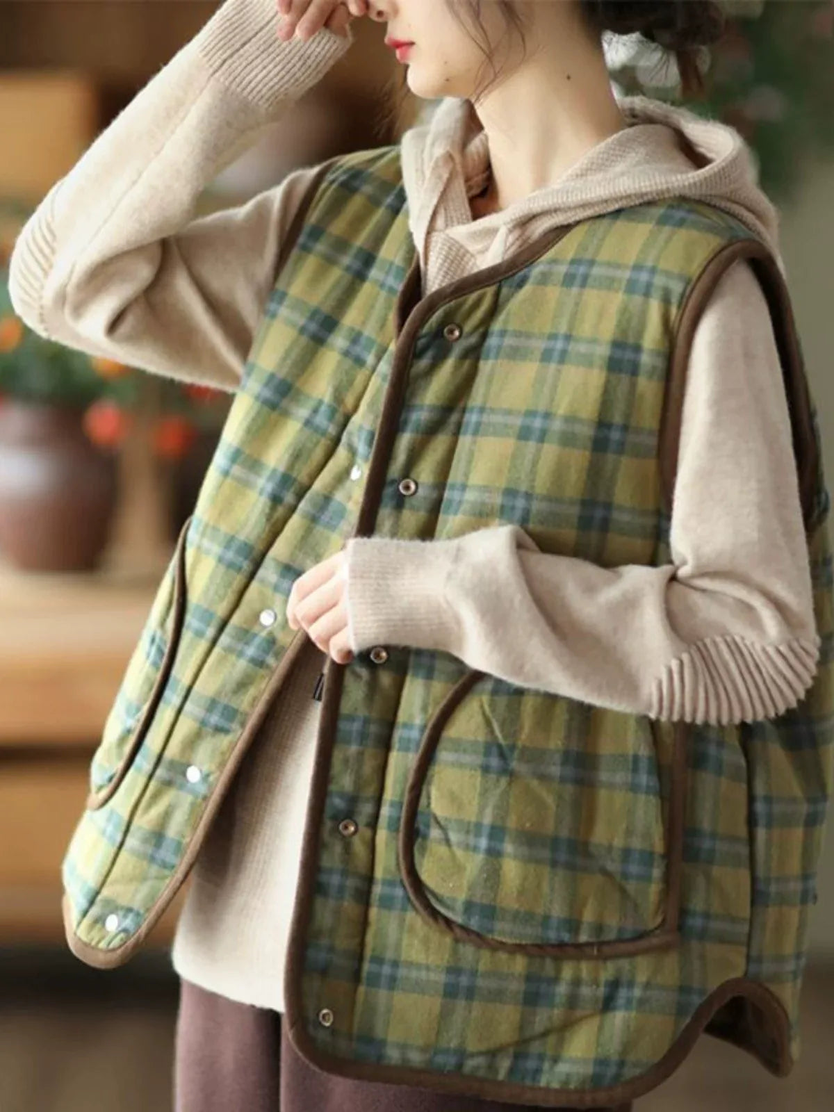 Reversible Quilted Snap Button Vest