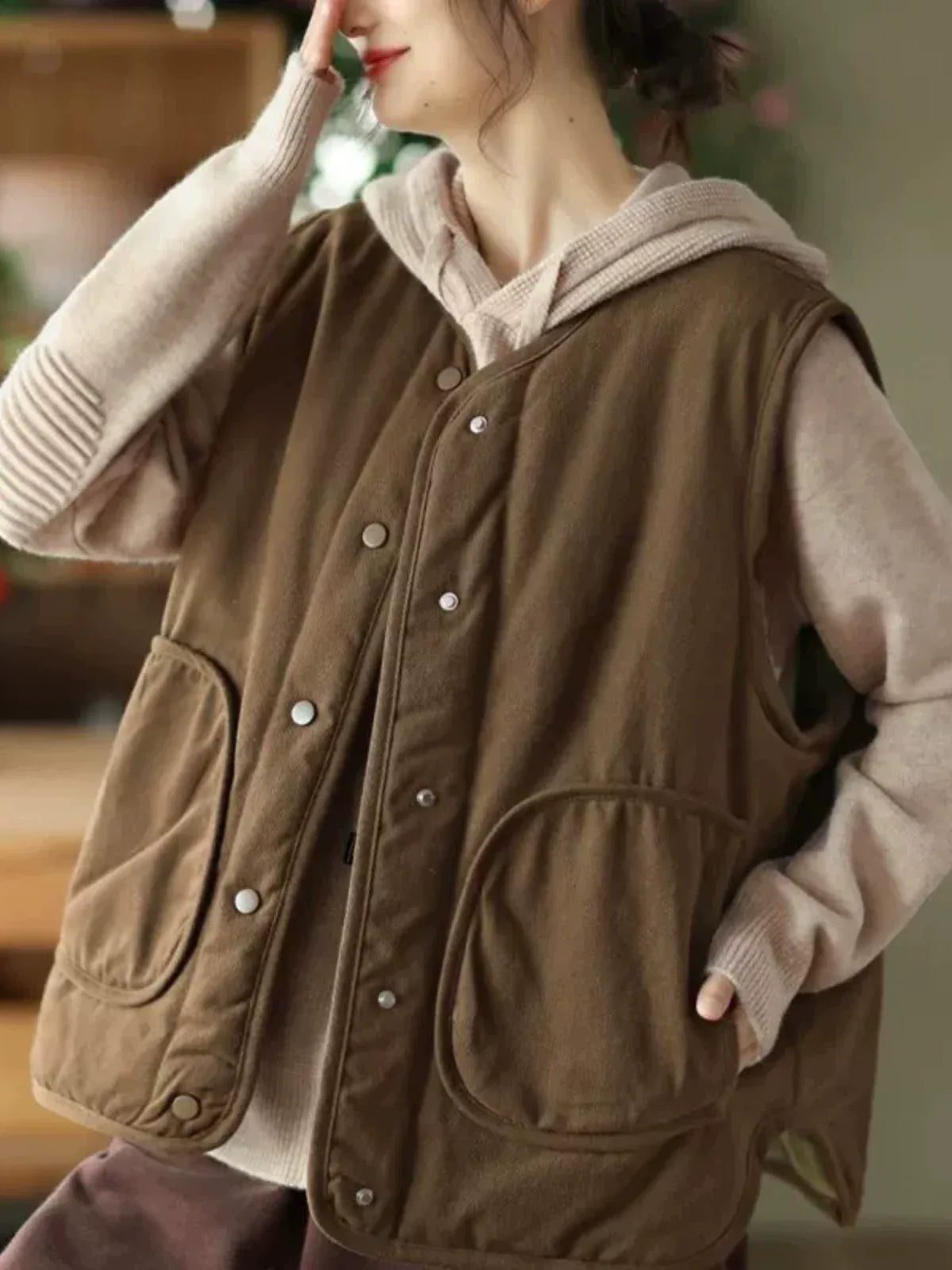 Reversible Quilted Snap Button Vest