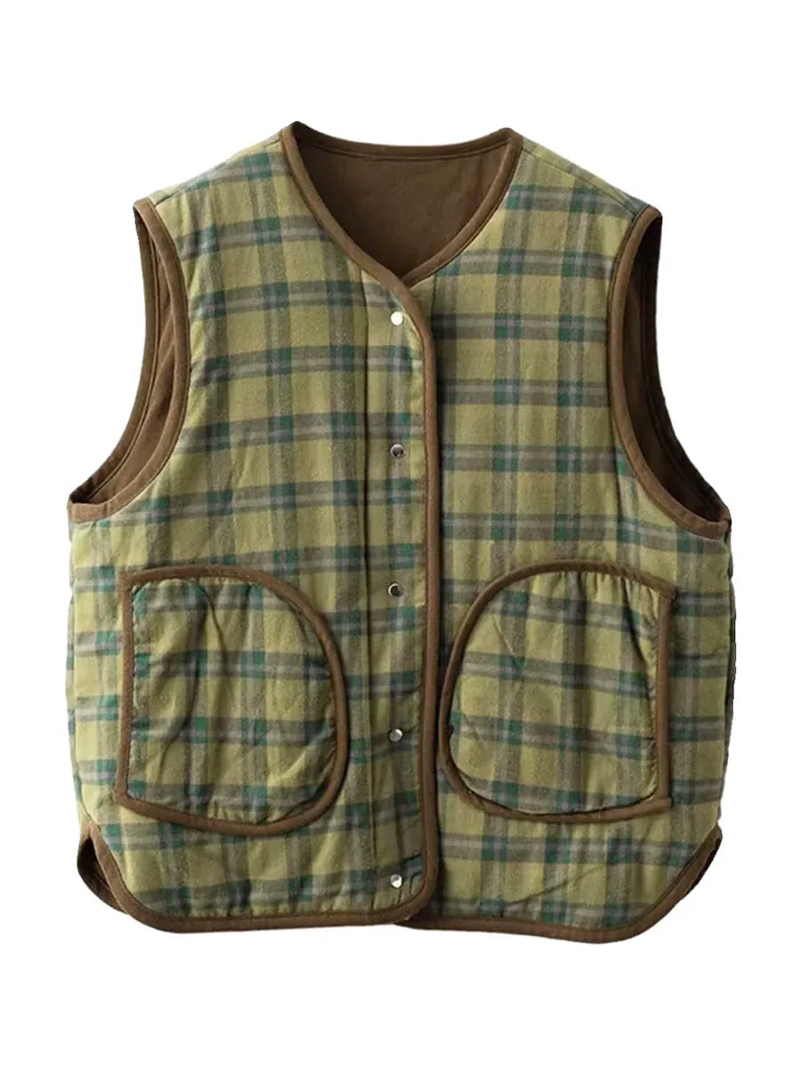Reversible Quilted Snap Button Vest