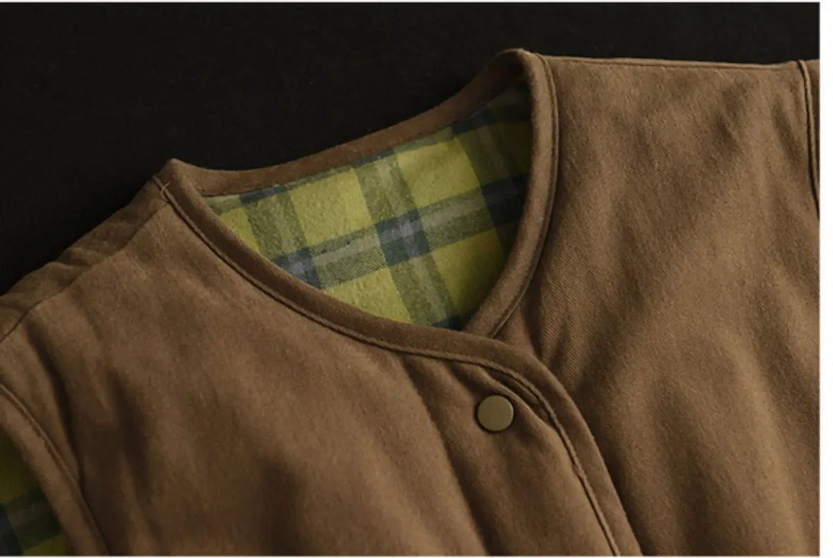 Reversible Quilted Snap Button Vest