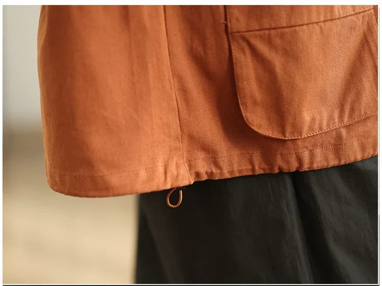 Rust Orange Hooded Workwear Jacket with Checkered Lining