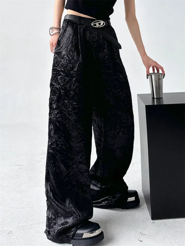 Silver Wide Leg Casual Pants