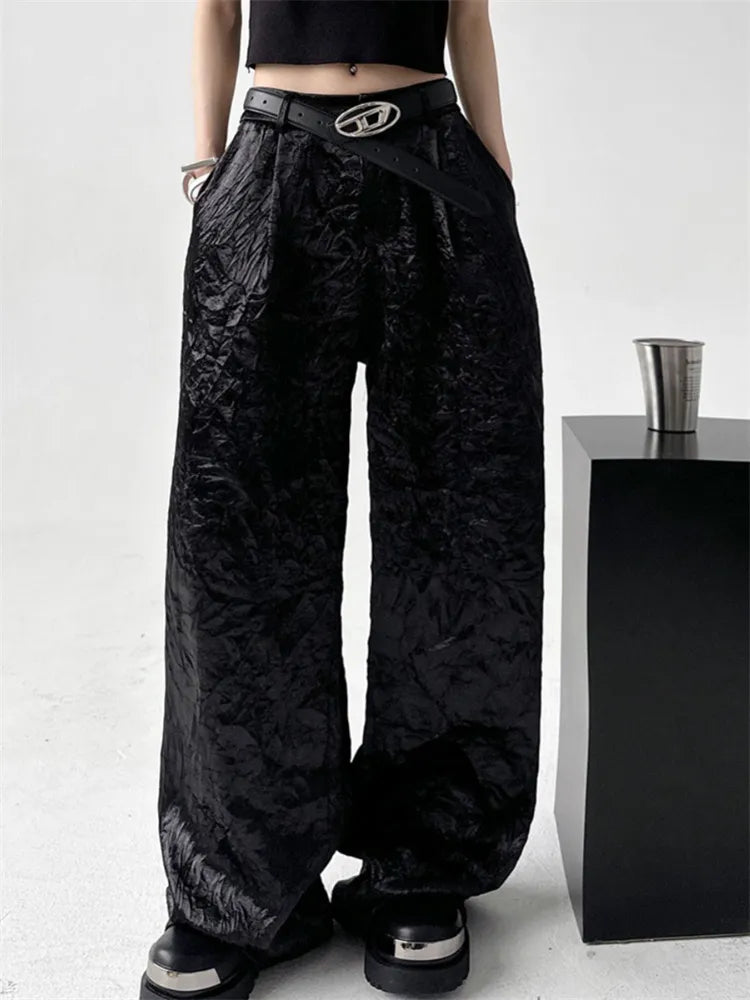 Silver Wide Leg Casual Pants