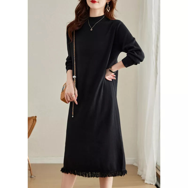 Strickkleid mit Quasten, das über das Knie reicht, für Damen