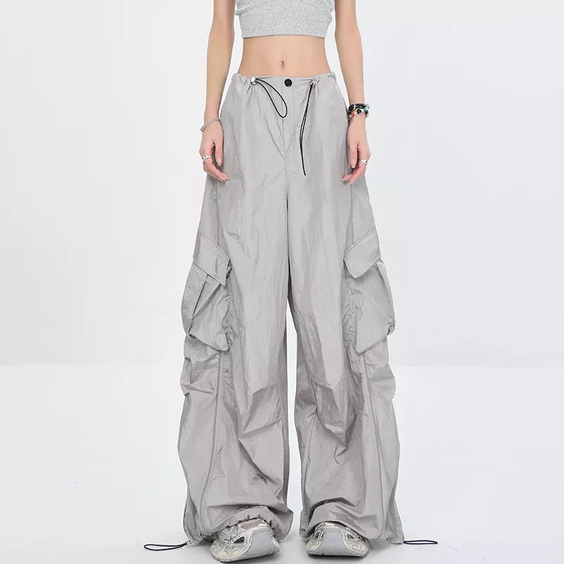 Schnelltrocknende graue Cargohose im amerikanischen Fallschirmstil für Damen