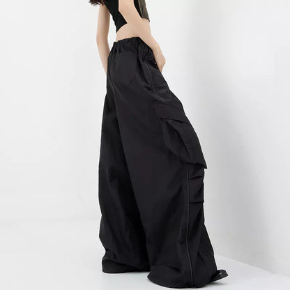 Pantalones cargo grises de secado rápido estilo paracaídas americano para mujer