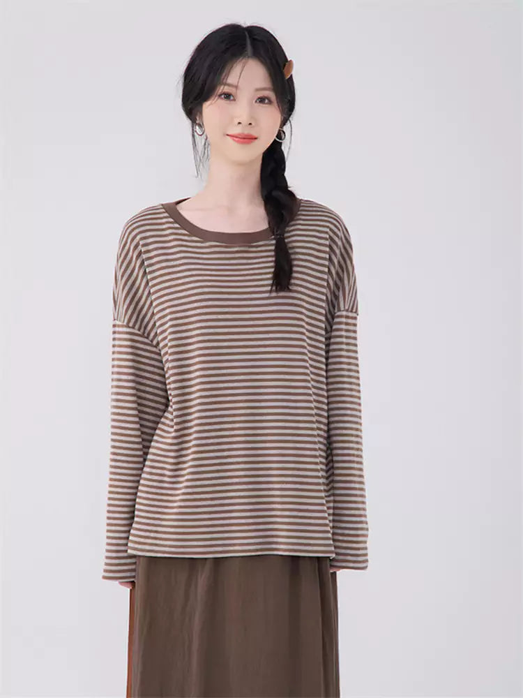 Soft Relaxed Fit Striped Crewneck Tee