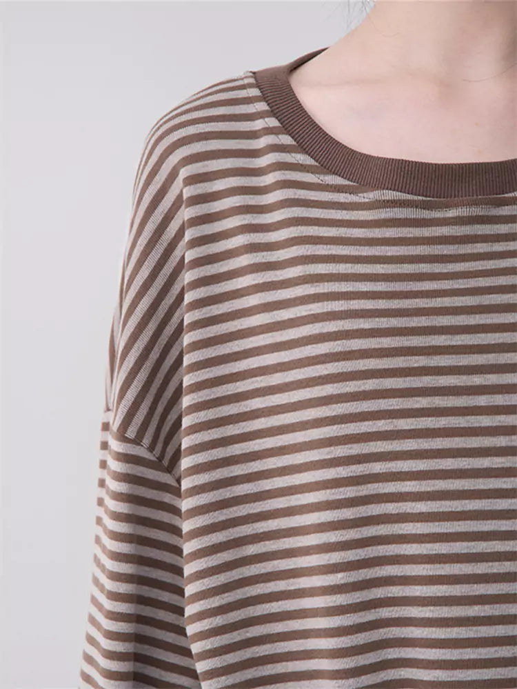 Soft Relaxed Fit Striped Crewneck Tee