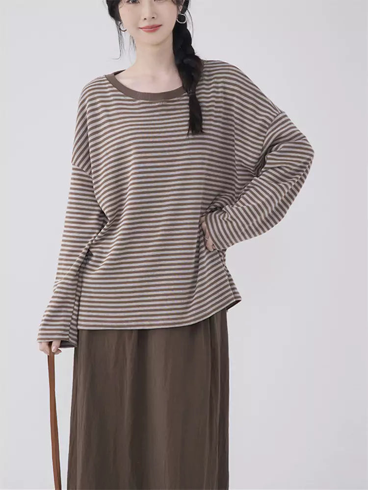 Soft Relaxed Fit Striped Crewneck Tee