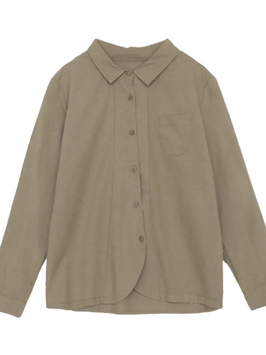 Solid Color Button-Front Long Sleeve Shirt