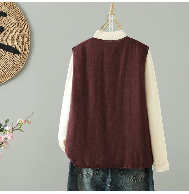 Solid Color Padded Vest with Patch Pockets