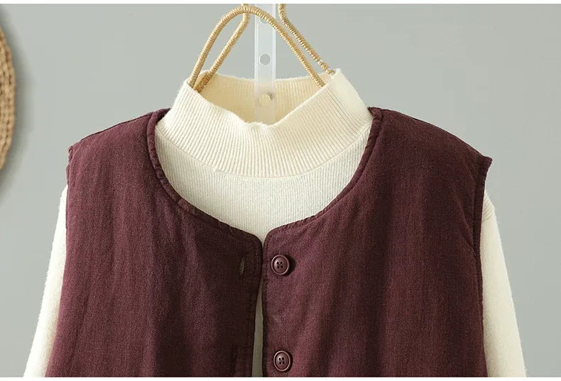 Solid Color Padded Vest with Patch Pockets