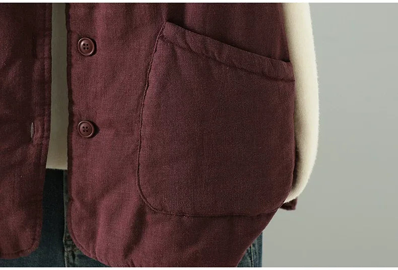 Solid Color Padded Vest with Patch Pockets