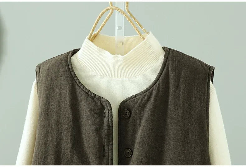 Solid Color Padded Vest with Patch Pockets