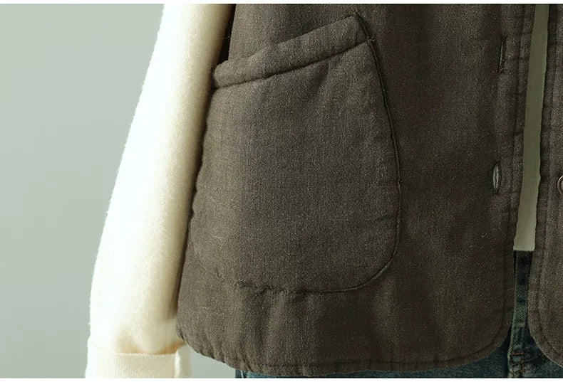 Solid Color Padded Vest with Patch Pockets