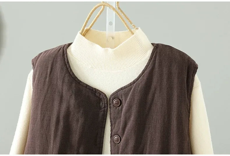 Solid Color Padded Vest with Patch Pockets