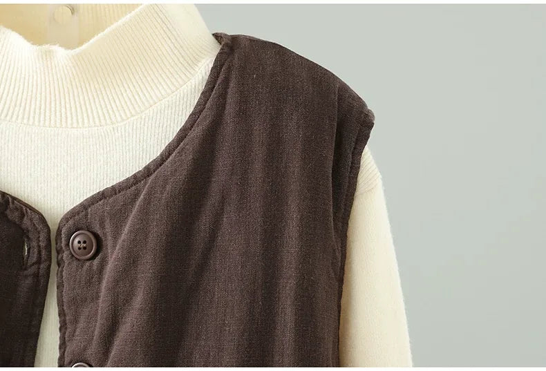 Solid Color Padded Vest with Patch Pockets