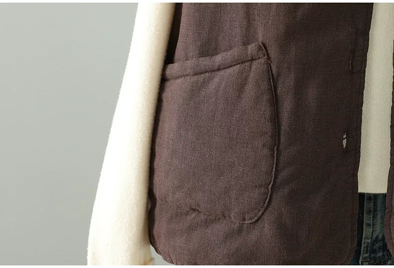 Solid Color Padded Vest with Patch Pockets