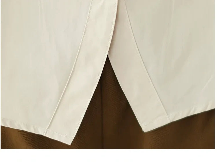Solid Color Shirt Collar Button Front Patch Pocket Long Sleeve Shirt