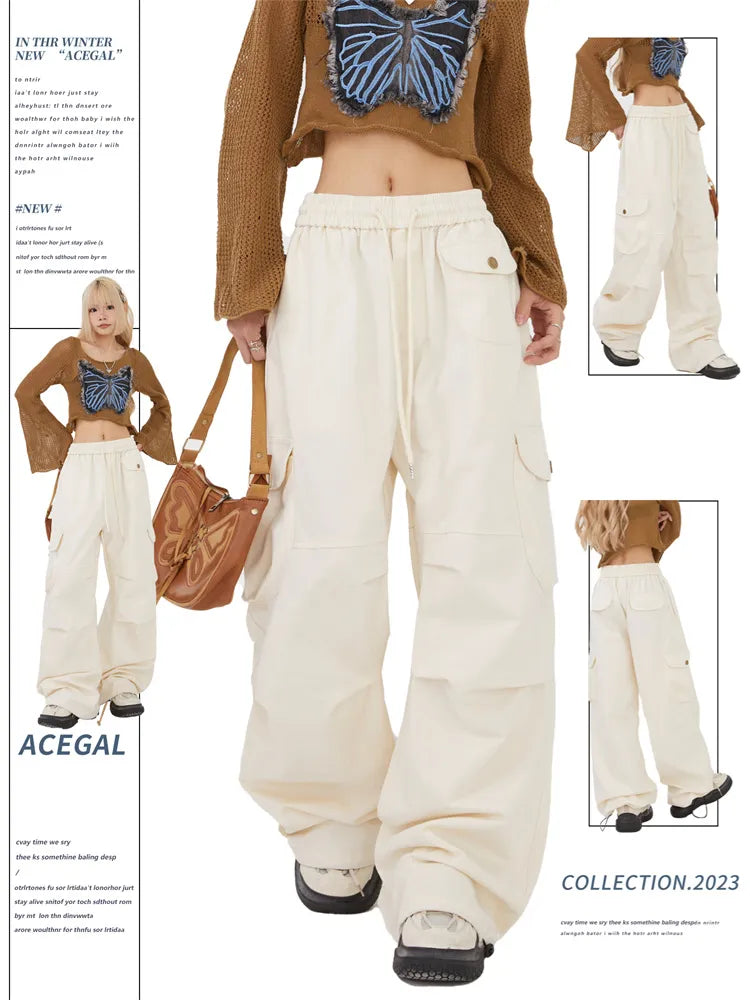 Pantalones cargo de pierna recta de color liso
