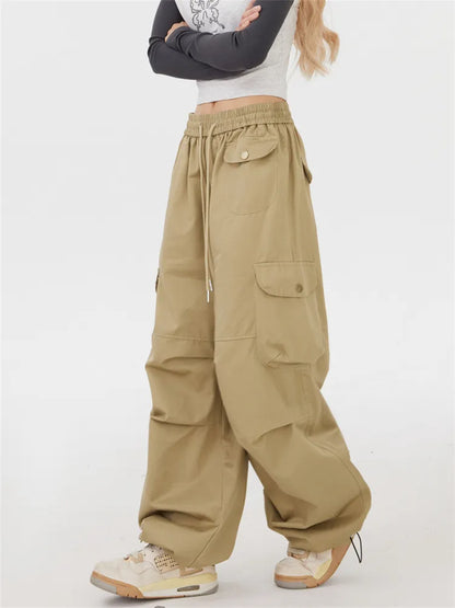 Pantalones cargo de pierna recta de color liso