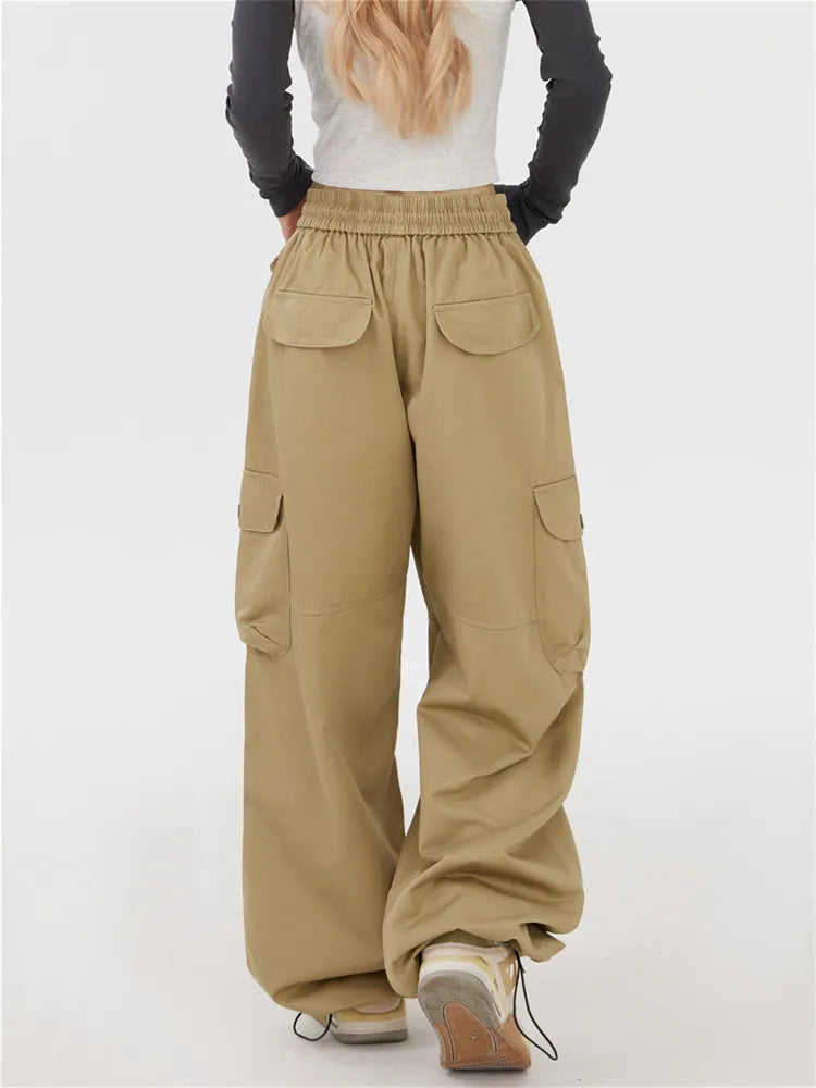Pantalones cargo de pierna recta de color liso