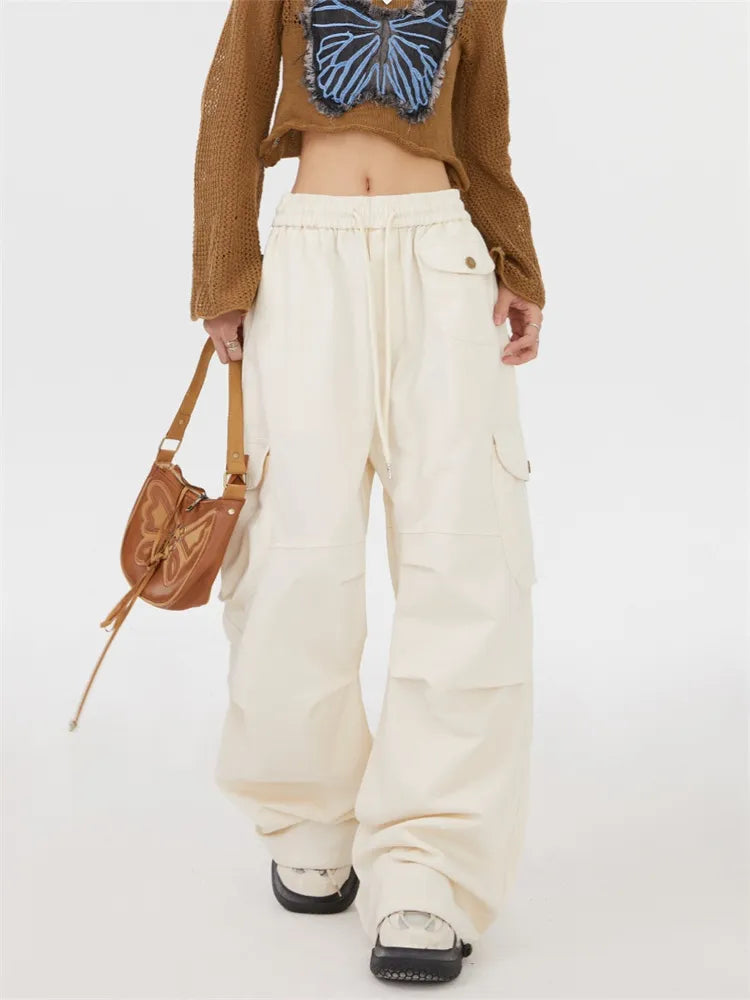 Solid Color Straight Leg Cargo Pants