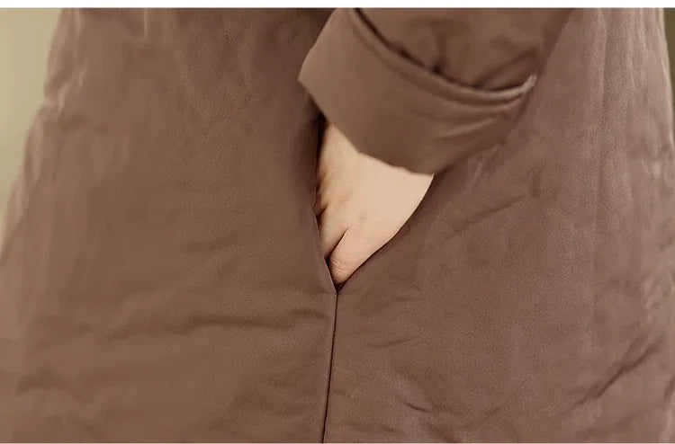 Solid Color V-Neck Asymmetrical Button Padded Coat