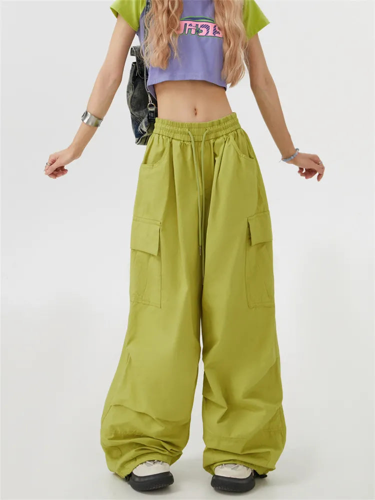 Solide Hip-Hop-Cargohose mit geradem Bein und Fallschirmform