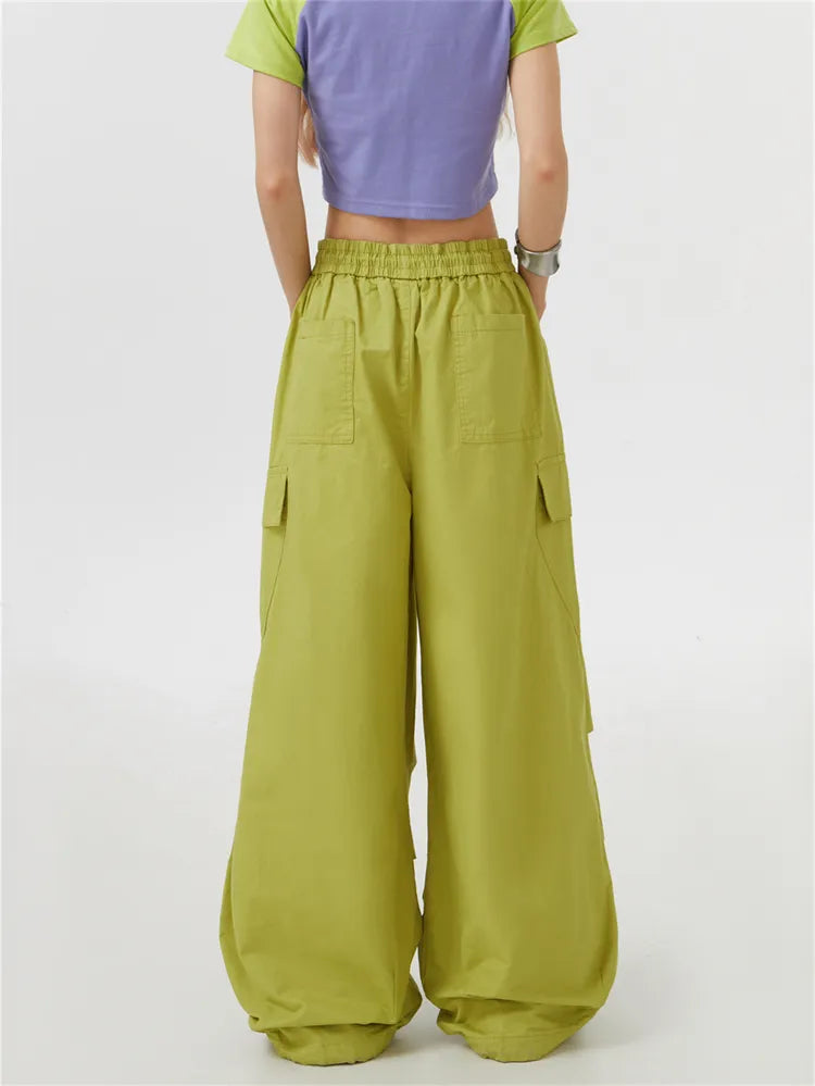 Solide Hip-Hop-Cargohose mit geradem Bein und Fallschirmform