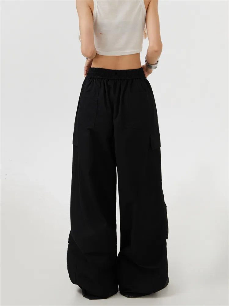 Solide Hip-Hop-Cargohose mit geradem Bein und Fallschirmform